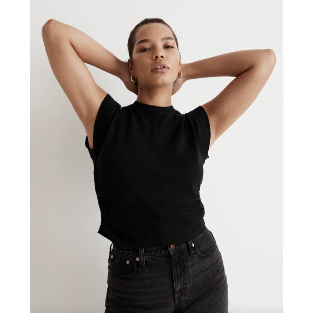 Madewell | NWT | Side-Cinch Muscle Tee in Jet Black | Sz XXS
